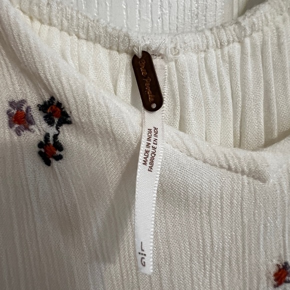 Free People Cream Floral Embroidered Long Sleeve Swing Dress - Picture 6 of 7